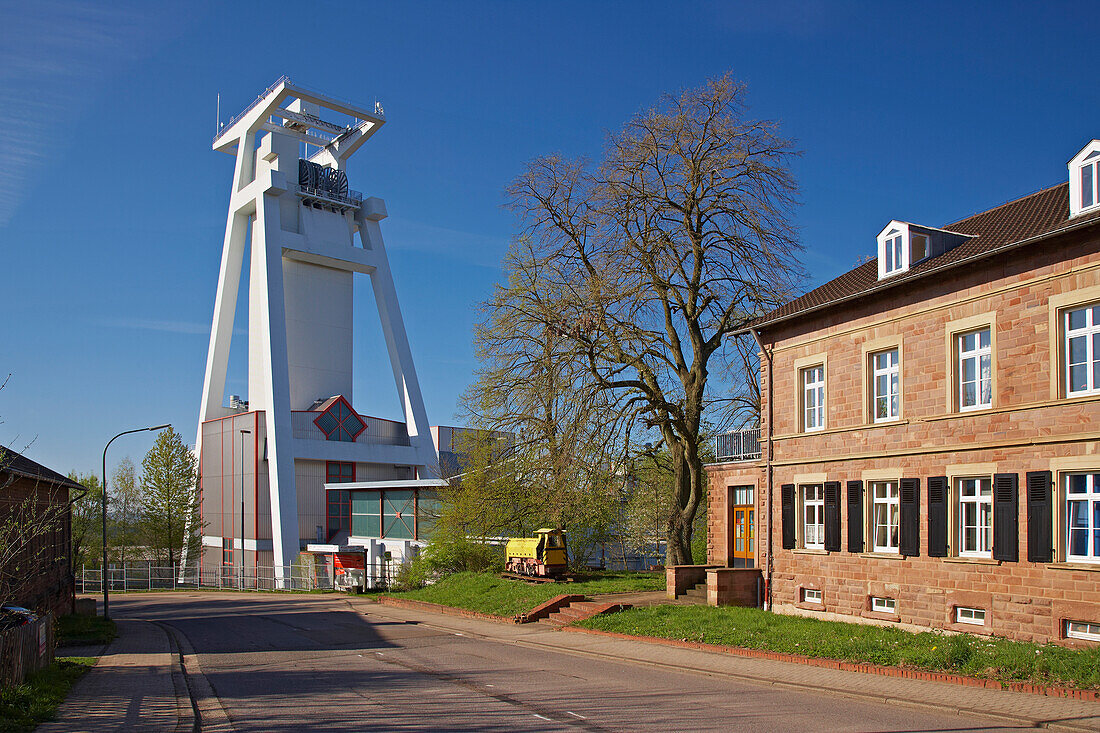 Shaft tower of former Göttelborn open-cast mine, Europe's tallest shaft-tower, Saarland, Germany, Europe