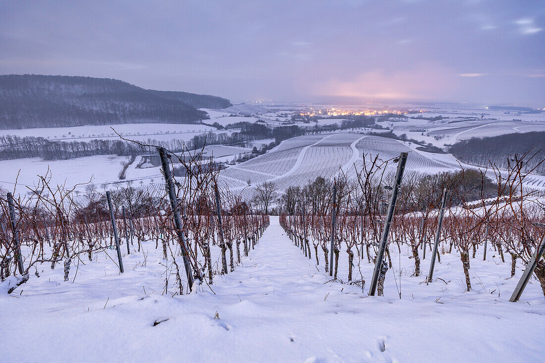 Winter in Handthal, Oberschwarzach, Schweinfurt, Lower Franconia, Franconia, Bavaria, Germany, Europe