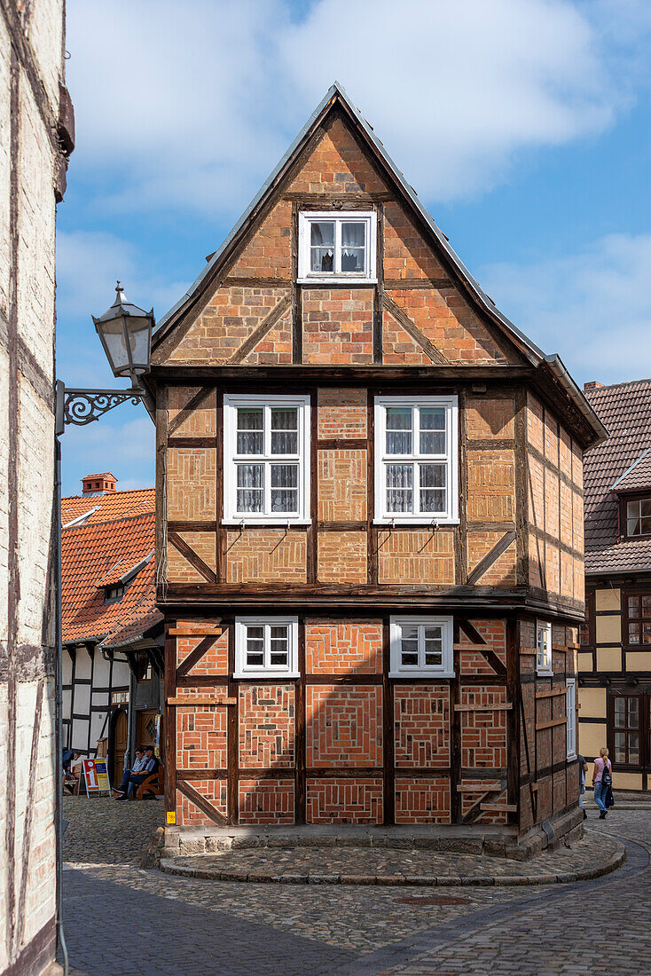 Denkmalgeschütztes Fachwerkhaus, Finkenherd 3, Quedlinburg, Sachsen-Anhalt, Deutschland