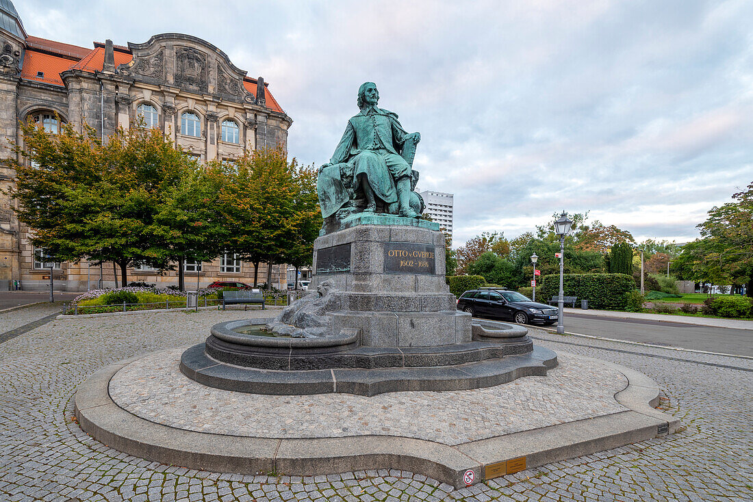 Guericke monument, Otto von Guericke, Magdeburg, Saxony-Anhalt, Germany