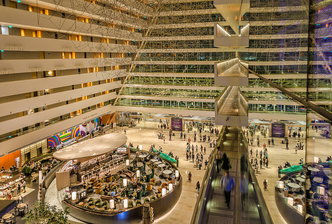 Interior of the hotel lobby of the Marina Bay Sands Hotel Singapore
