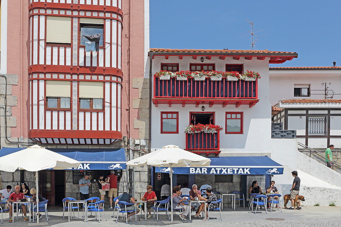 Taverns at the old port of Bermeo, Urdaibai Biosphere Reserve, Basque Country, Spain