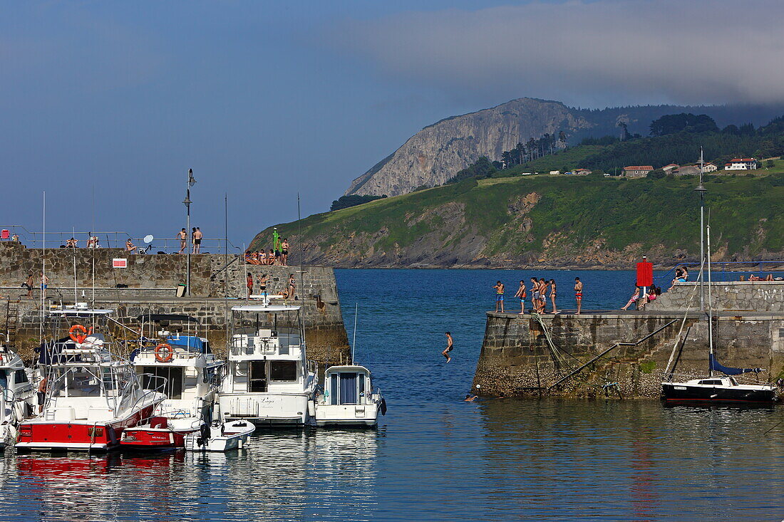 Harbor basin of the village of Mundaka, Urdaibai Biosphere Reserve, Basque Country, Spain