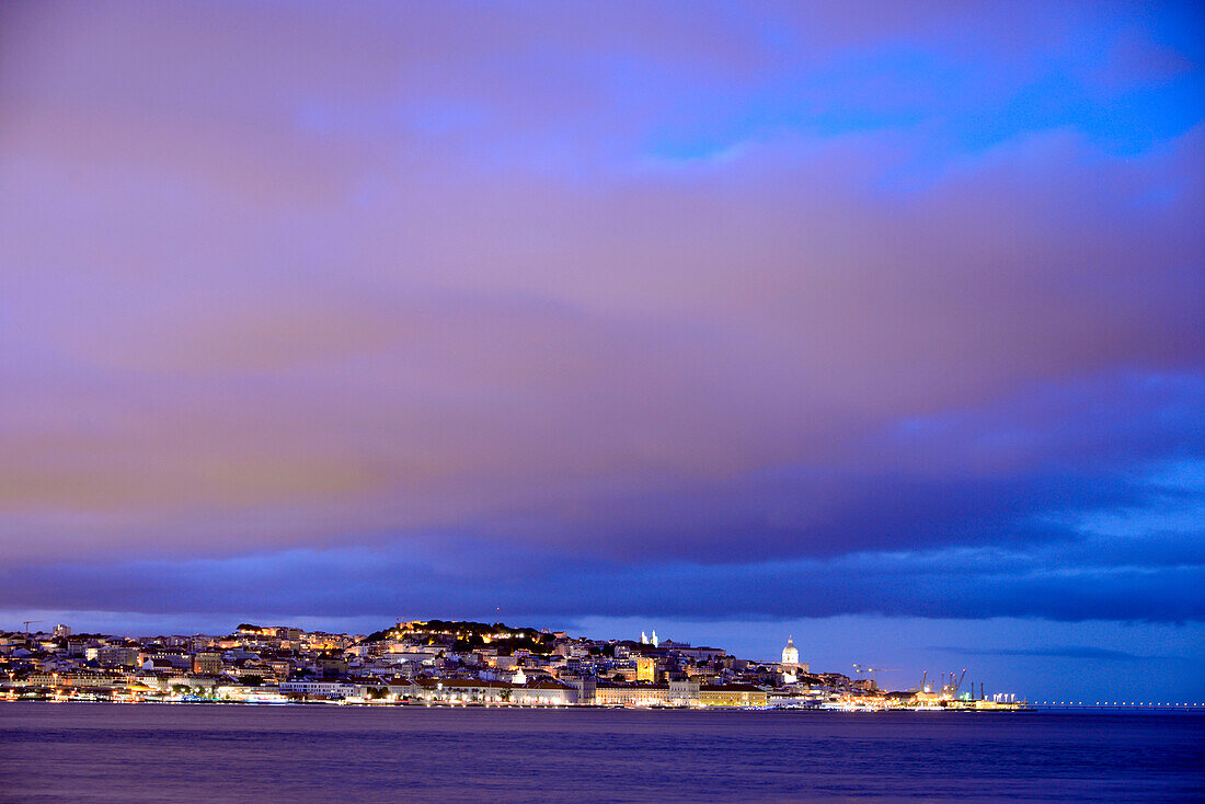 View from Cacilhas to Almada from the south side of the Tagus River, Lisbon, Portugal