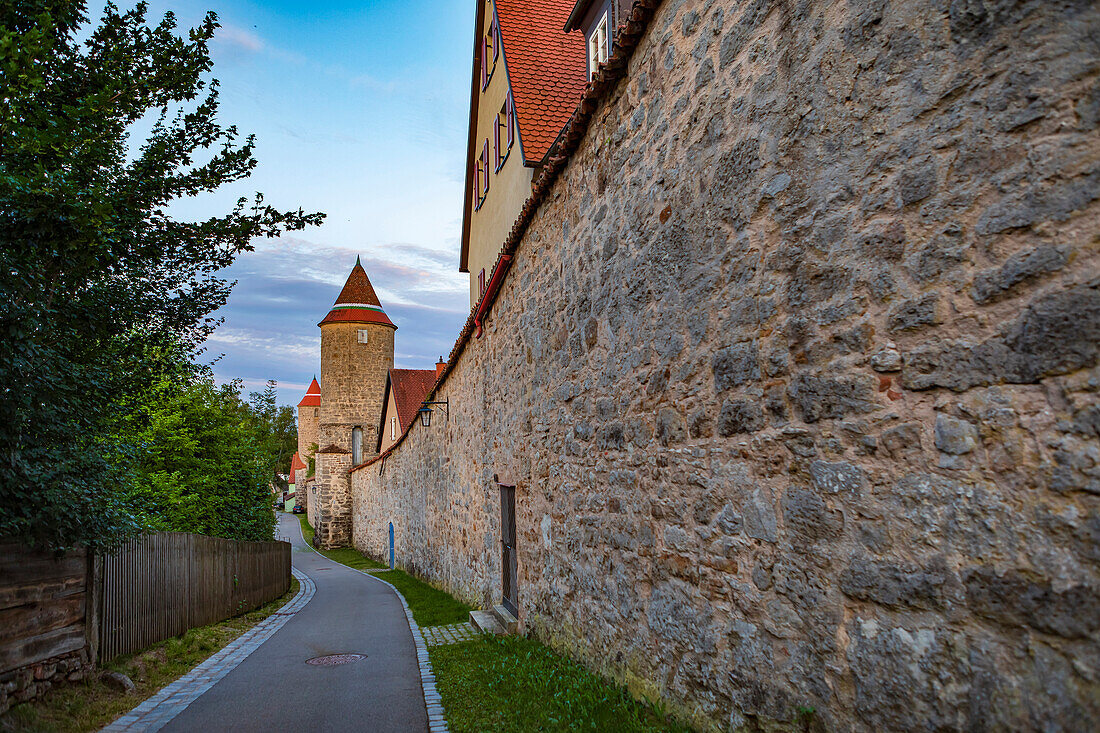 Hertlesturm and city wall in Dinkelsbuehl, Bavaria, Germany