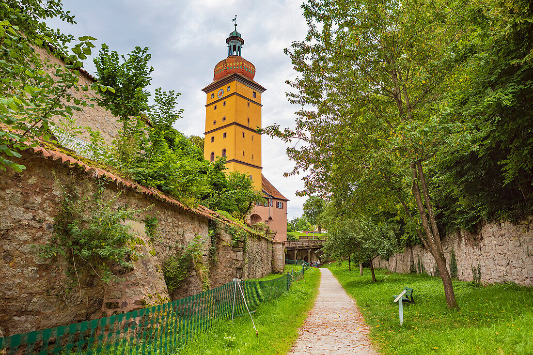 Segringer Tor and city wall in Dinkelsbuehl, Bavaria, Germany