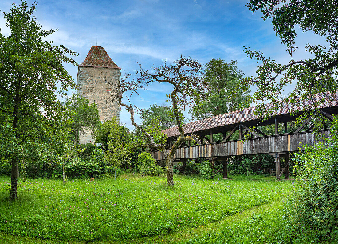 Jörgensteg in the garden of the senses in Dinkelsbuehl, Bavaria, Germany