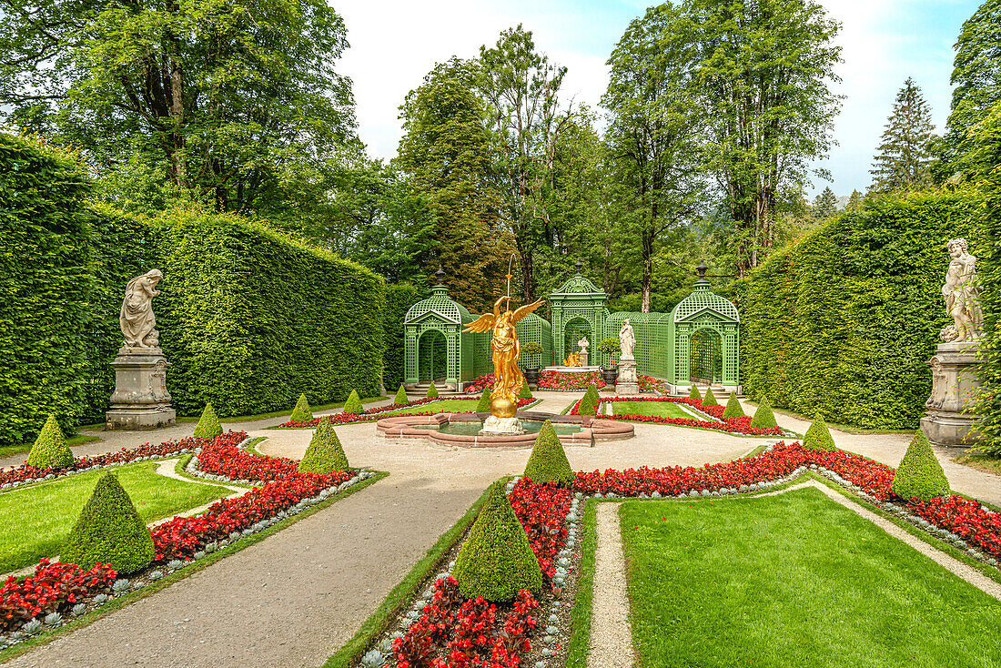 Westparterre in the park of Linderhof Palace, Ettal, Bavaria, Germany