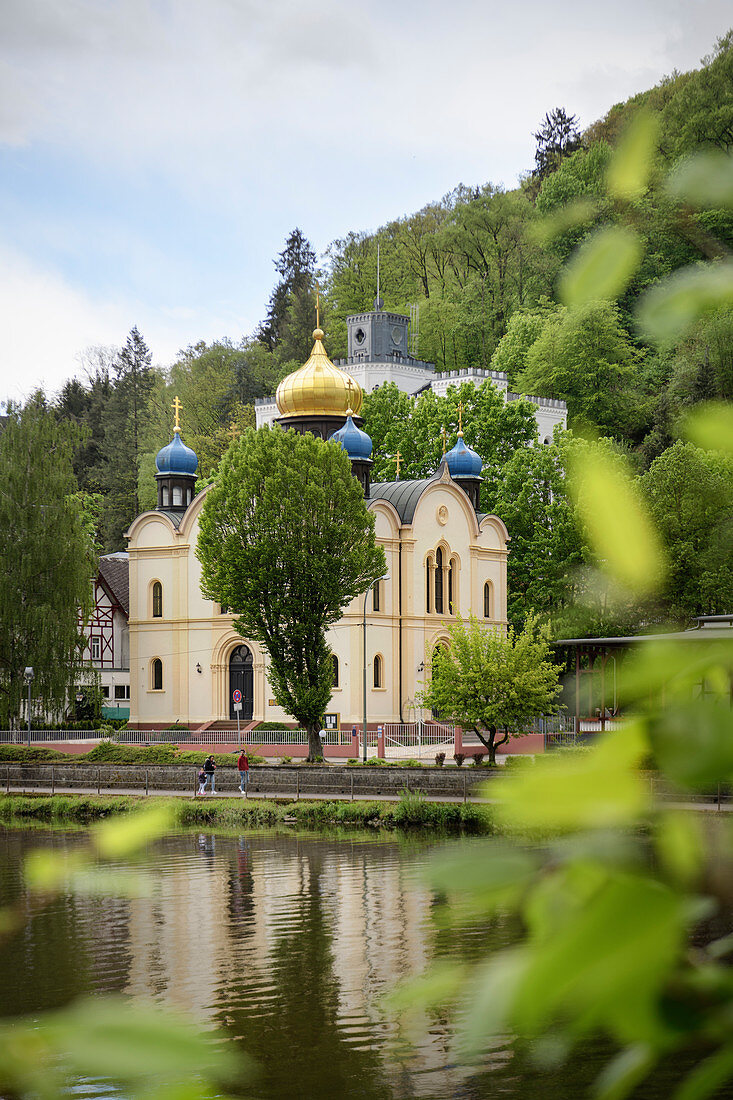 Russian Orthodox Church of St Alexandra in the spa town of Bad Ems, UNESCO World Heritage Site 'Important Spa Towns in Europe', Rhineland-Palatinate, Germany