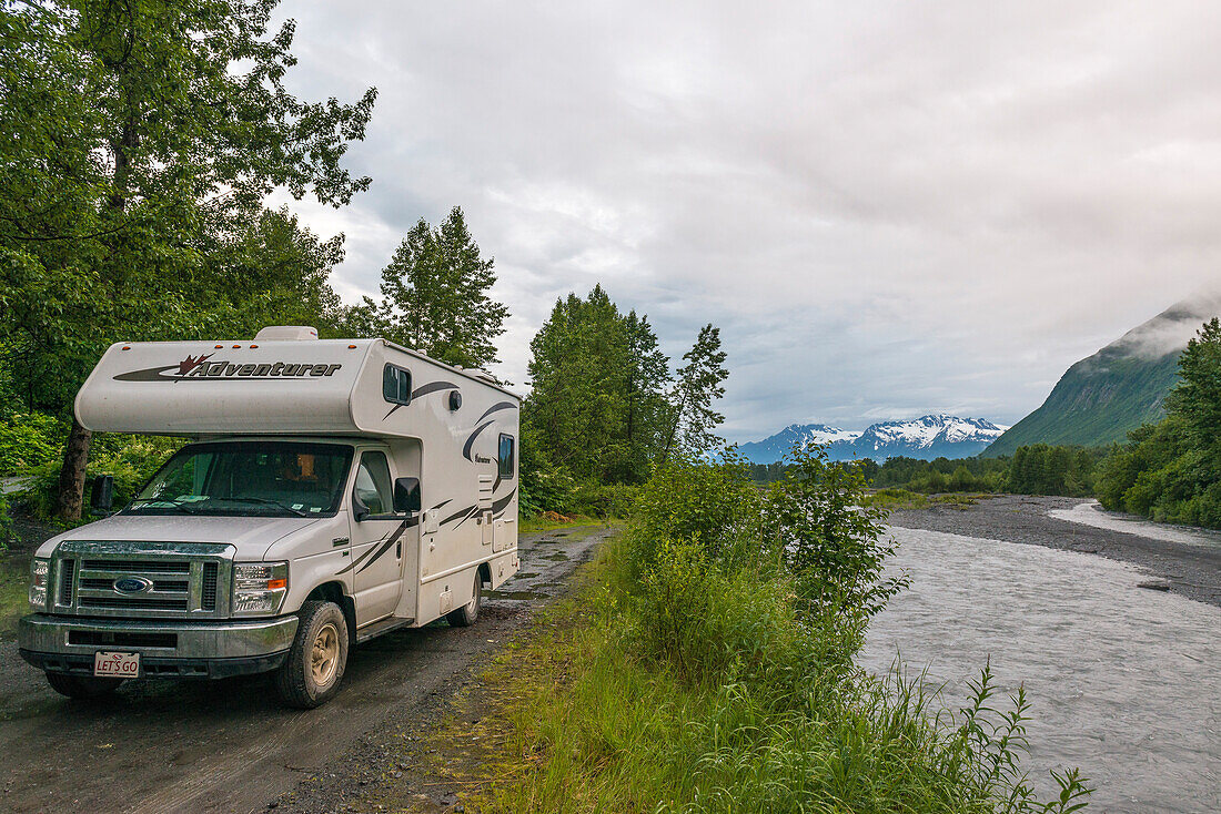 Camping by the river, Alaska, USA