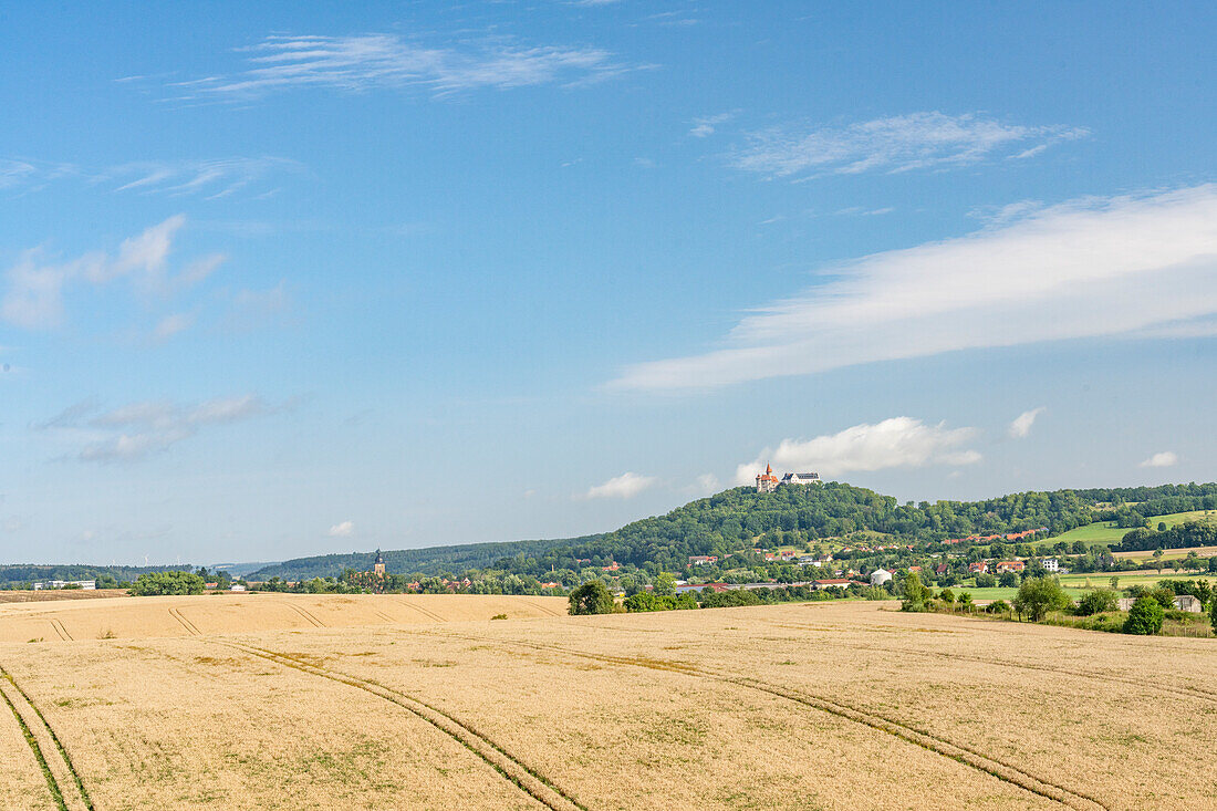 View of the summer landscape around the Heldburg, Heldburg - Bad Colberg, Thuringia