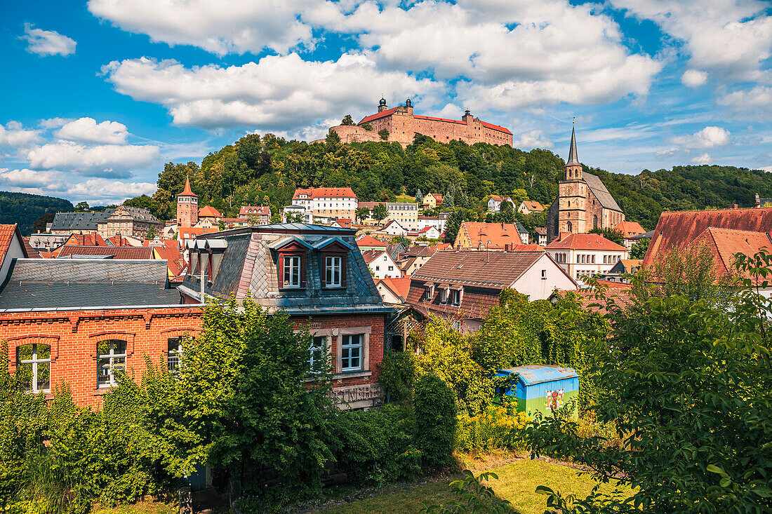 Shooting trench with a view of Plassenburg in Kulmbach, Bavaria, Germany