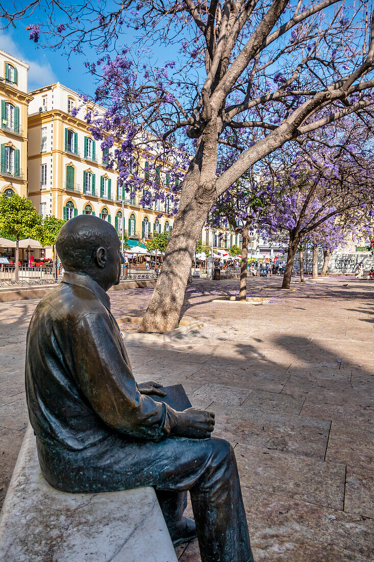 Picasso Statue, Plaza de la Merced, Malaga, Costa del Sol, Provinz Malaga, Andalusien, Spanien, Europa