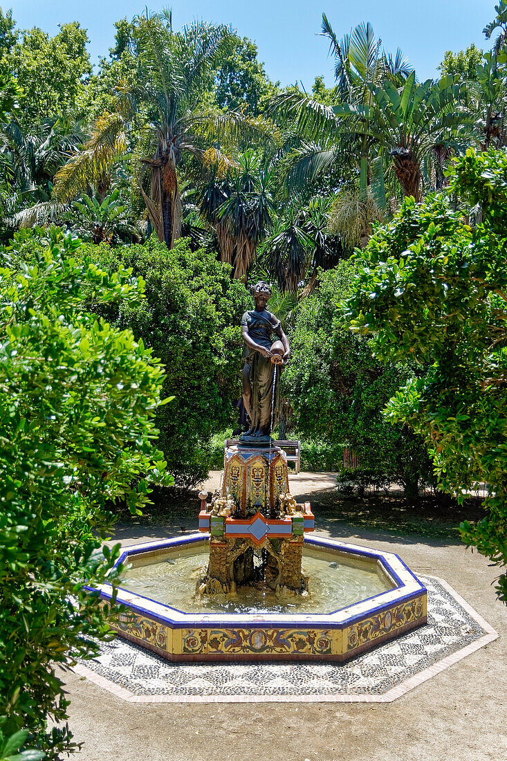 Fountain in Malaga, Costa del Sol, Malaga Province, Andalusia, Spain, Europe