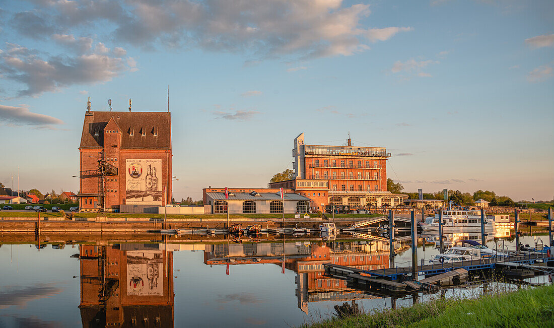 Dusk at Dömitz Harbor, Dömitz, Mecklenburg-Western Pomerania, Germany