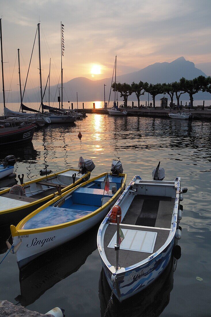 At the port of Torri del Benaco, east bank, Lake Garda, Veneto, Italy