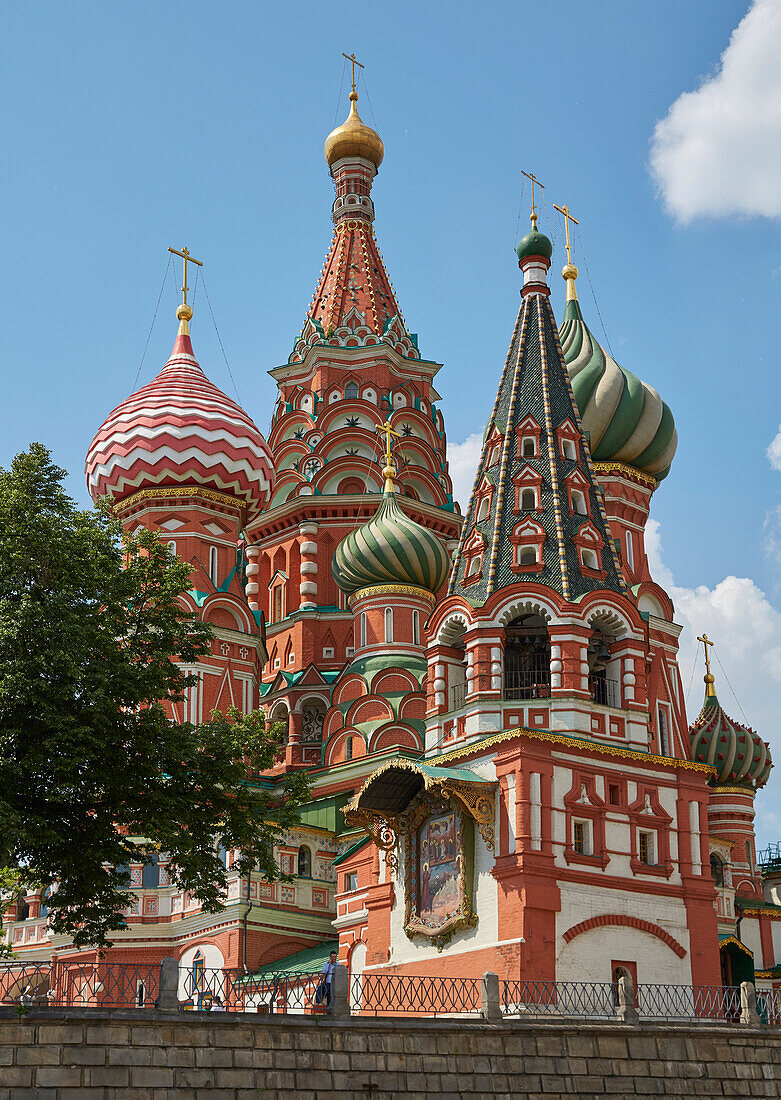 Basilius-Kathedrale am Roten Platz in Moskau, Vasilij-Blashennyj-Kathedrale, Krasnaja ploscad, Moskva, Moskau-Wolga-Kanal, Russland, Europa