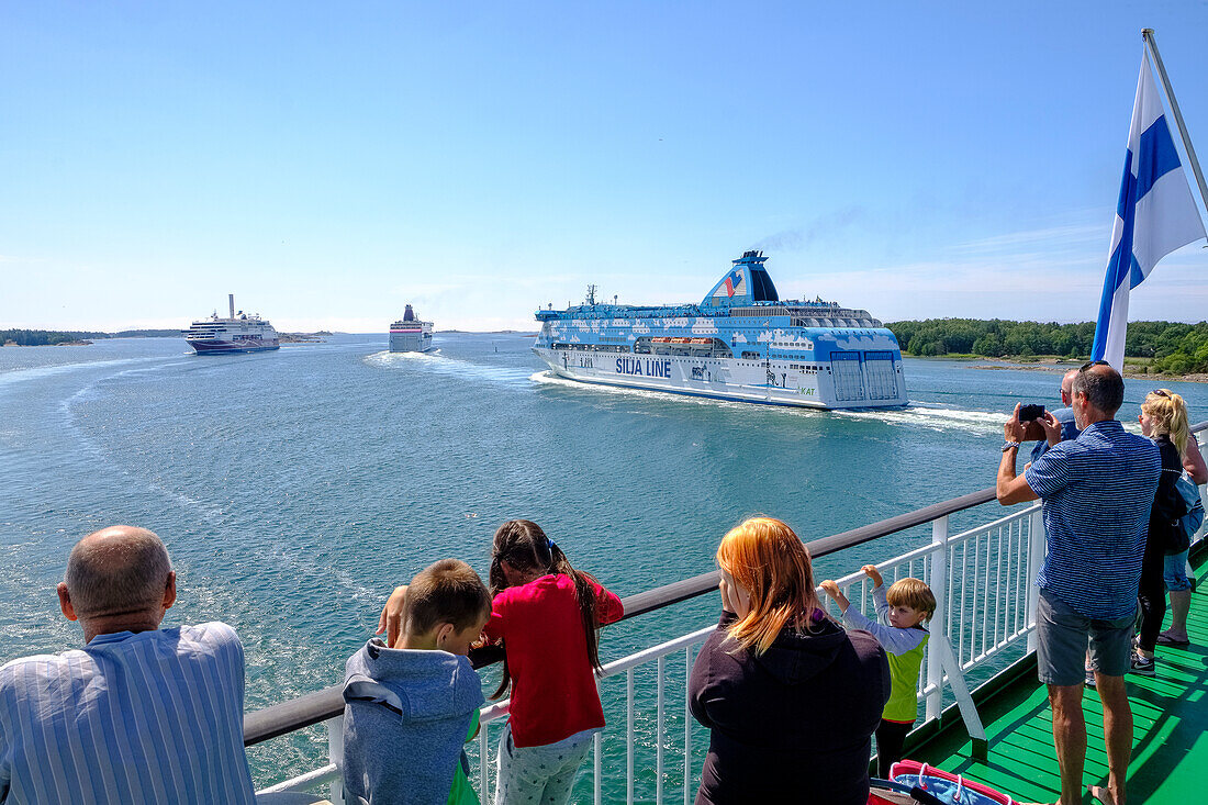 Crossing with a large car ferry from Turku to the Ahland Islands, Finland