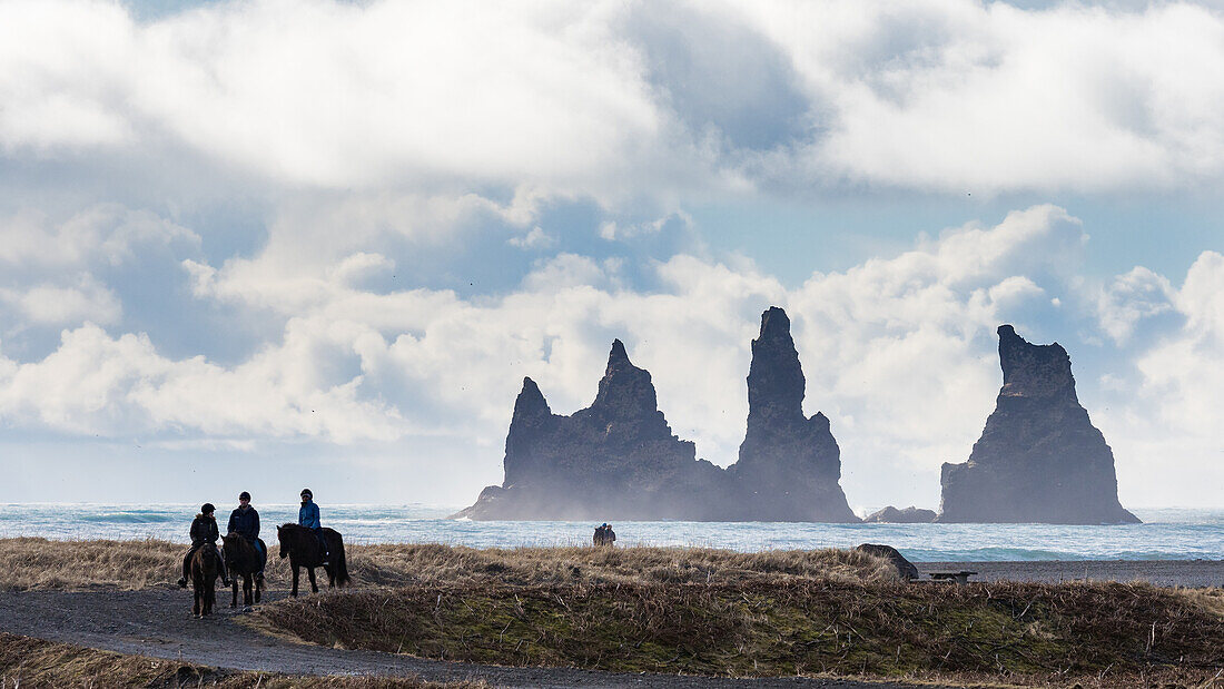 Seespitzen Reynisdrangar bei Vik, Myrdalur, Süd-Island, Europa