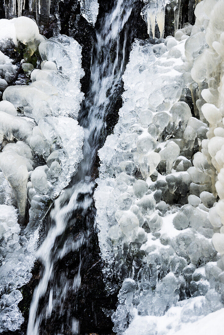 frozen waterfall, Ravennaschlucht, winter, near Hinterzarten, Black Forest, Baden-Württemberg, Germany