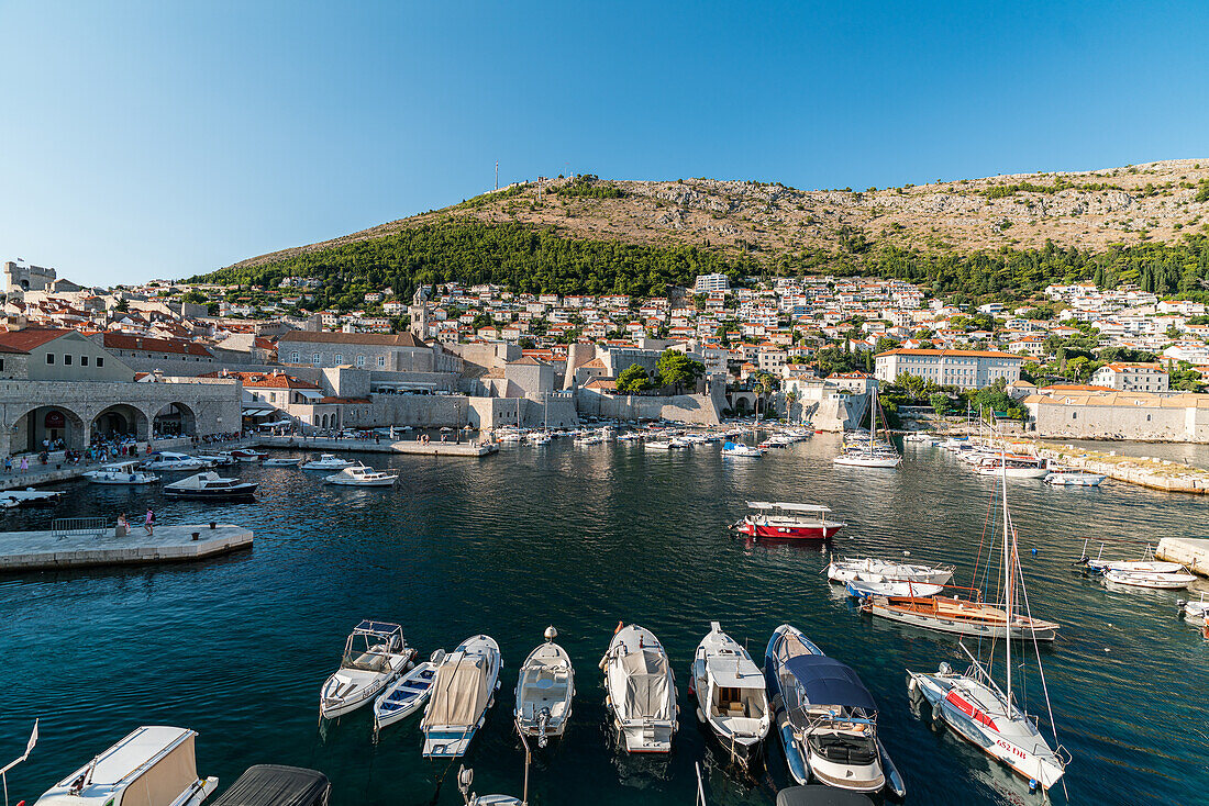 The harbor of the old town of Dubrovnik, Dalmatia, Croatia.