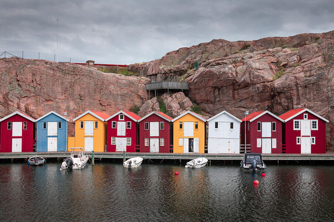 Colorful boathouses in Smögen on the west coast of Sweden