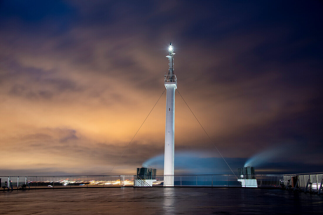 Smoking chimneys, deck of the Finnlady ferry, belonging to the Finnlines shipping company, Helsinki, Finland