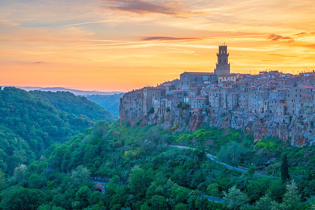 View to Pitigliano, Maremma, Province of Grosseto, Toscana, Italy