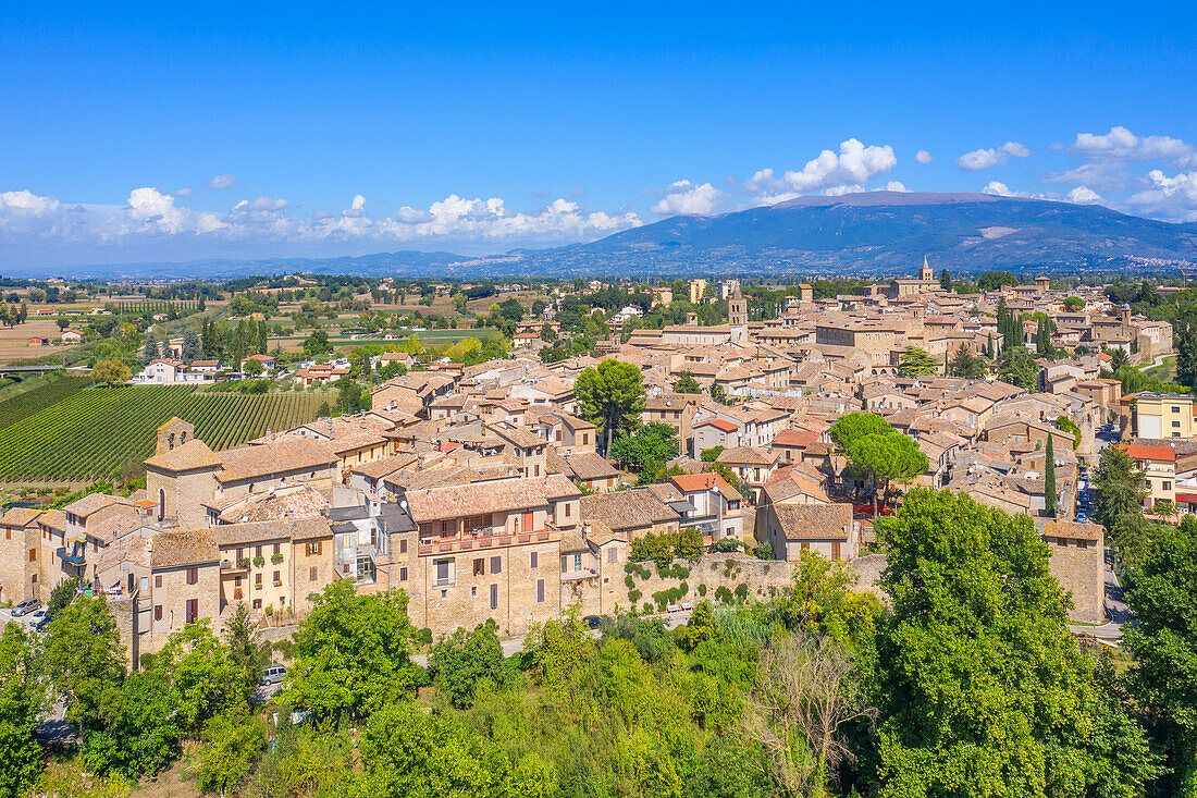 Aerial view of Bevagna, Perugia Province, Sagrantino Wine Route, Umbria, Italy