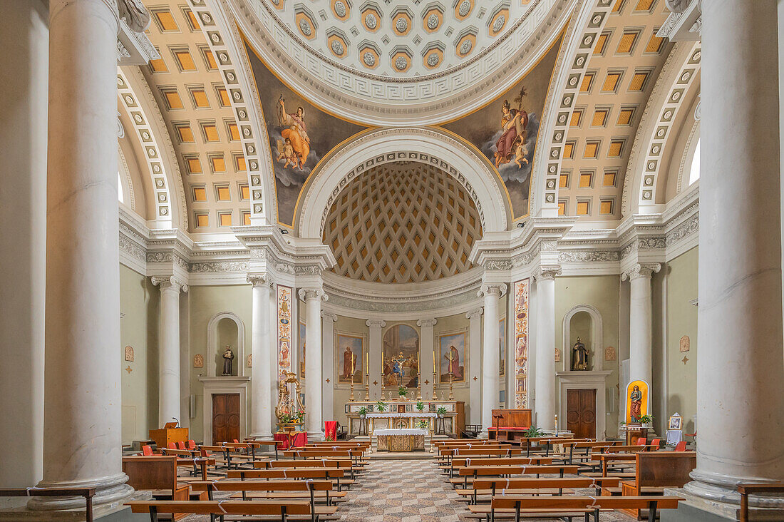 Interior view of the Chiesa di Maddalena in Castiglione del Lago on Lake Trasimeno, Perugia Province, Umbria, Italy