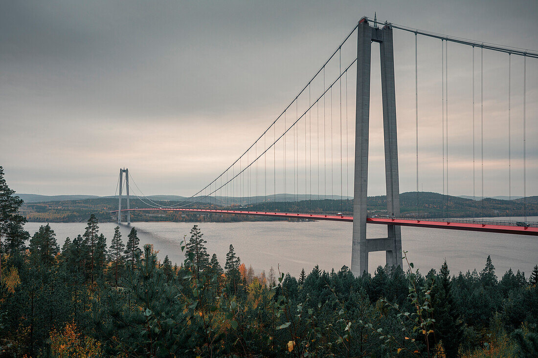 Högakustenbron bridge in Höga Kusten in the east of Sweden