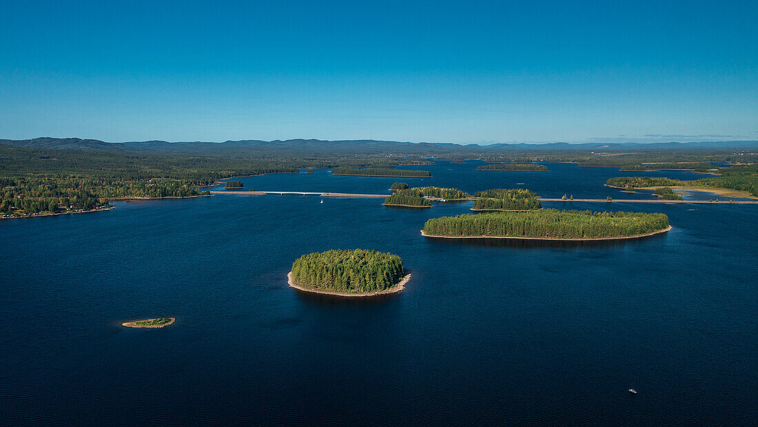 Islands in Lake Siljan from above in Dalarna, Sweden