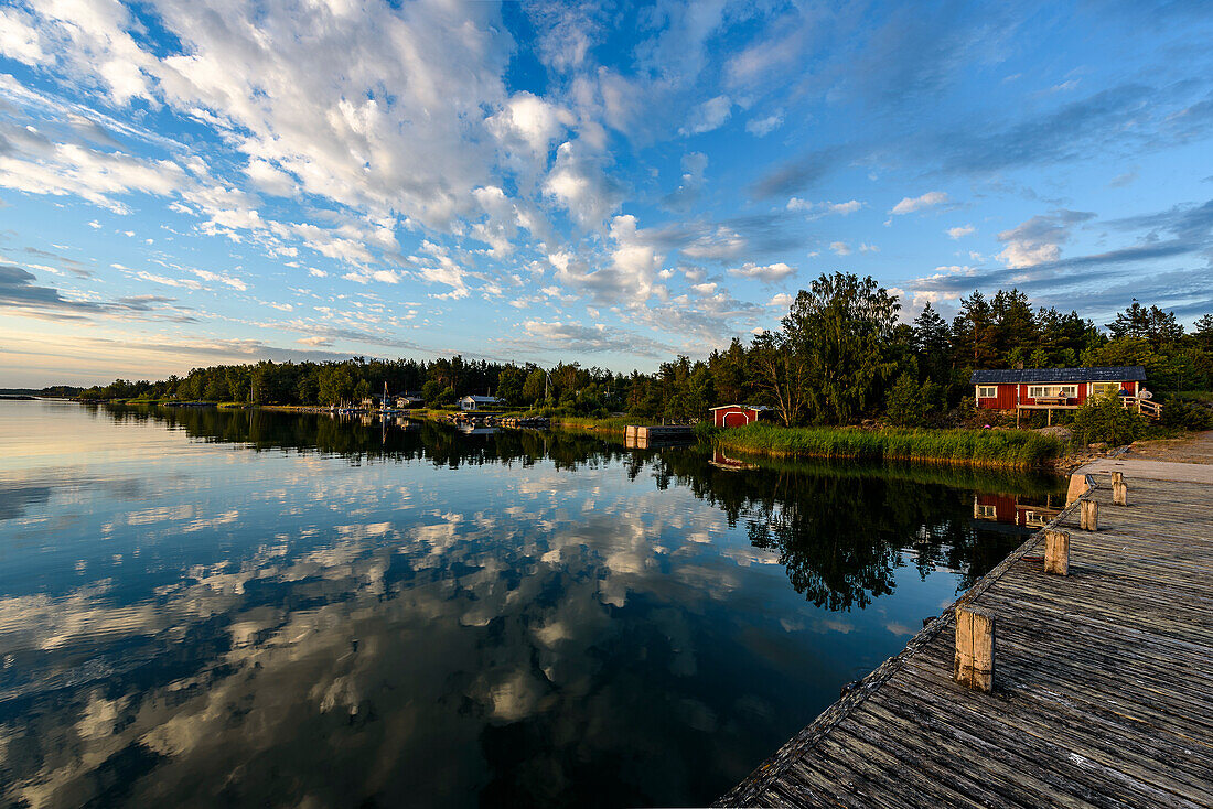 Evening mood at the marina of the fishing village Sideby, Finland