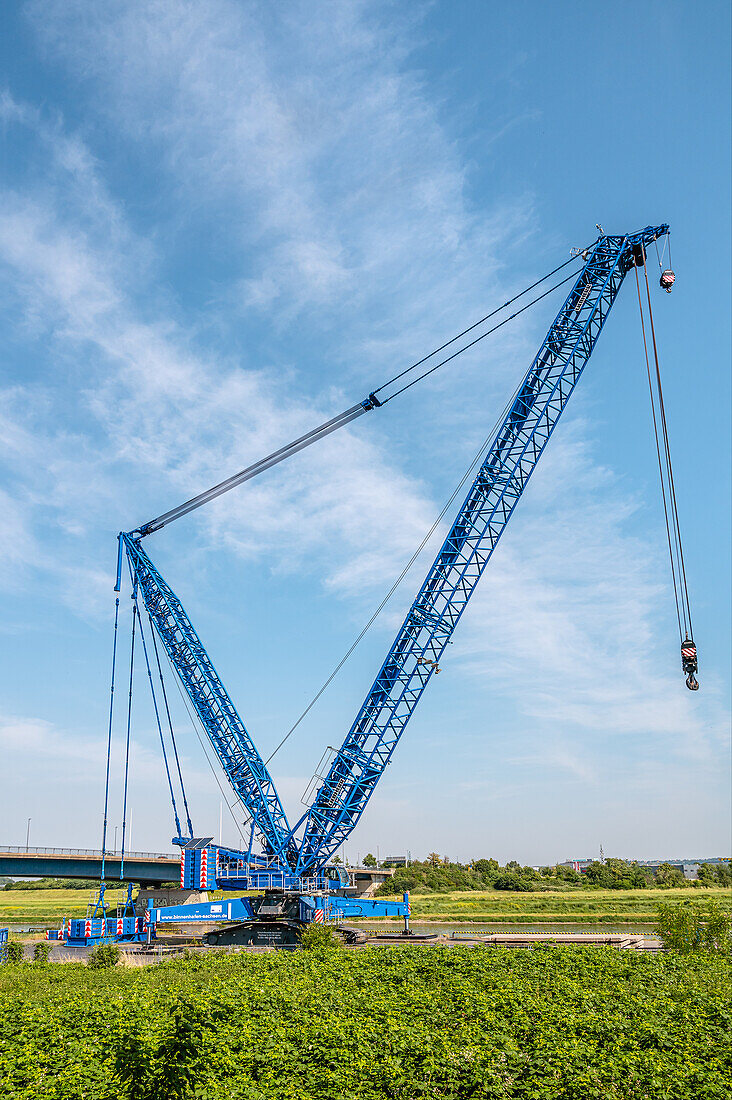 Freight crane at the inland port of Dresden, Saxony, Germany