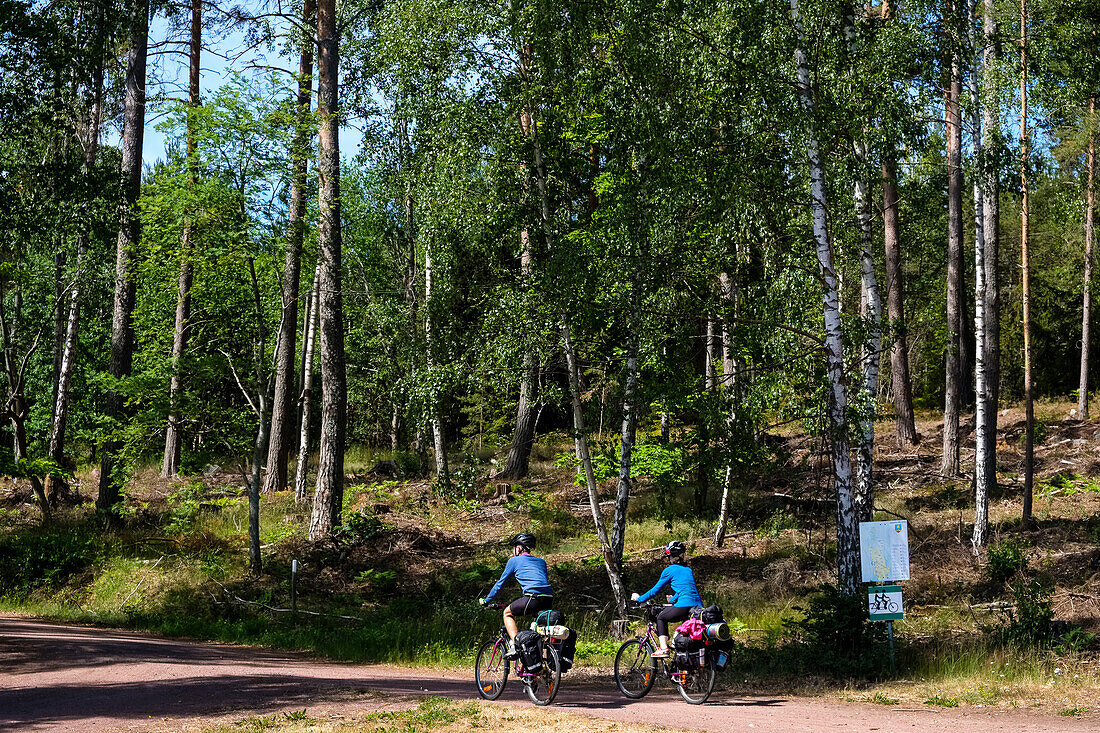 Cycling on the Ahland Island, bicycle ferry at Geta, Ahland, Finland