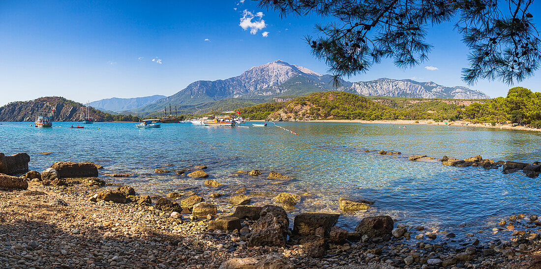 Beach at Phaselis, ancient city on the coast, Antalya Province in Turkey