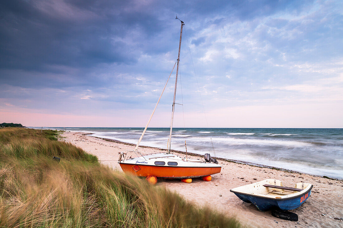 Boats on Rosenfelder Strand, Baltic Sea, Grube, Ostholstein, Schleswig-Holstein, Germany