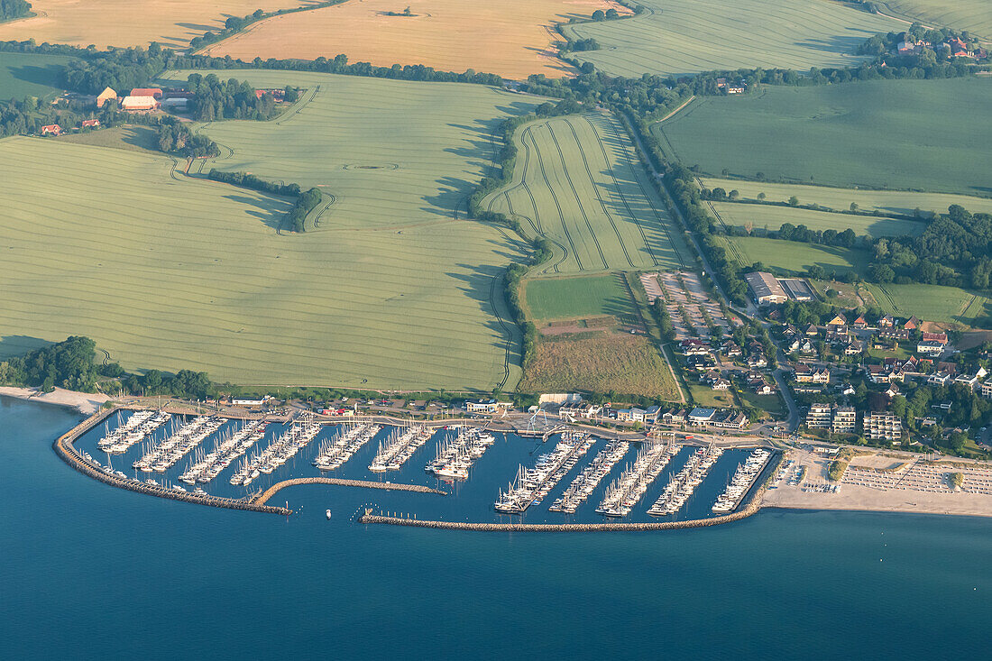 View from above on the marina in the Ostseebad Grömitz, Baltic Sea, aerial view, Ostholstein, Schleswig-Holstein, Germany