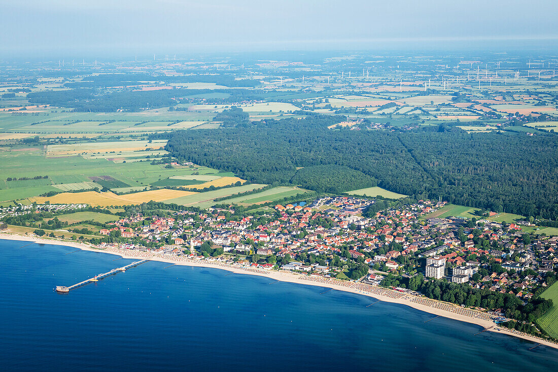 Blick von oben auf Kellenhusen, Ostsee, Luftaufnahme, Ostholstein, Schleswig-Holstein, Deutschland