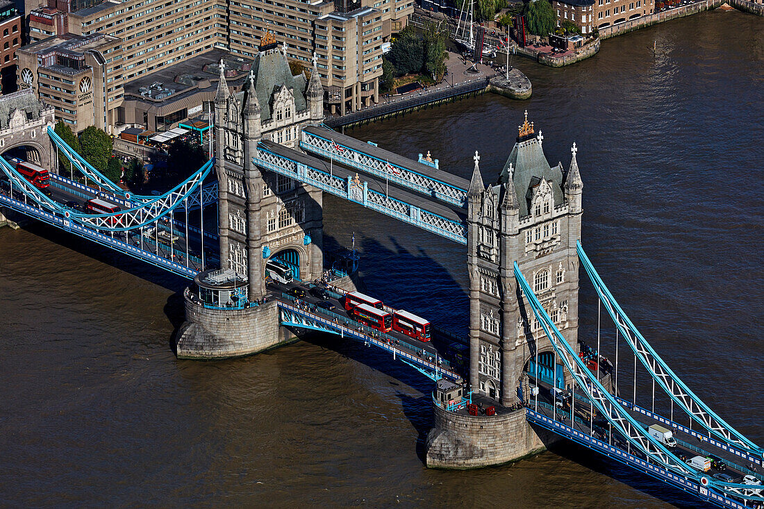 UK, London, Aerial view of Tower Bridge