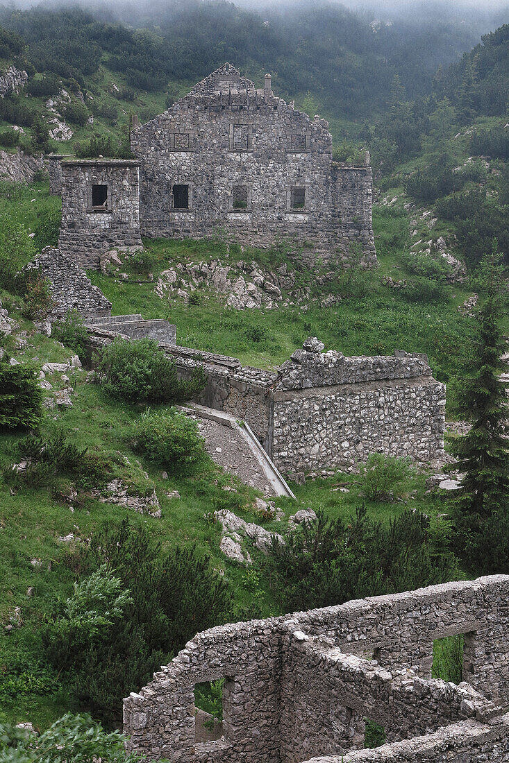 Old military barracks ruins, Soca Valley, Slovenia