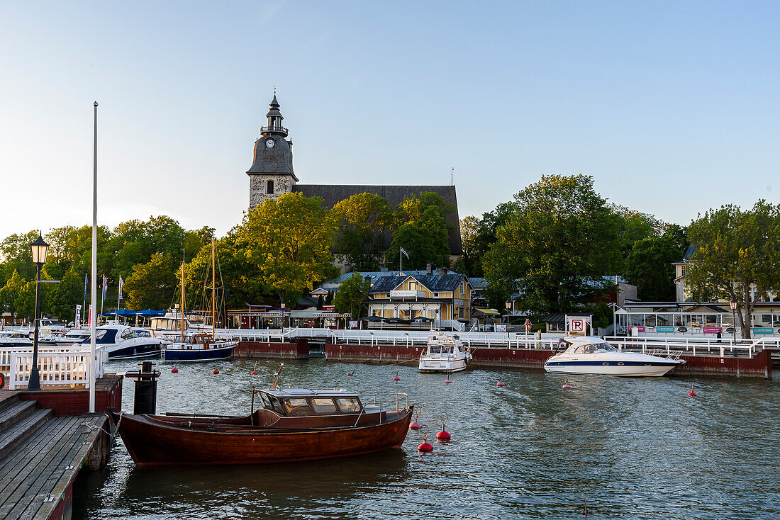 View from the harbor on Birgittenkirche, Naantali, Finland