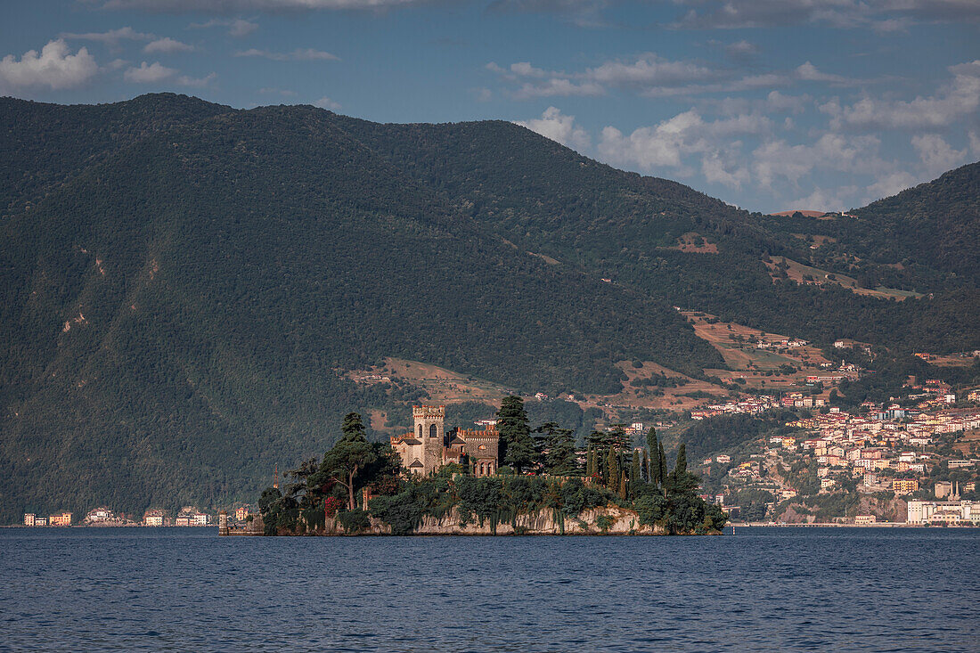 Castle Castello della Isola di Loreto on island in Lake Iseo in Italy