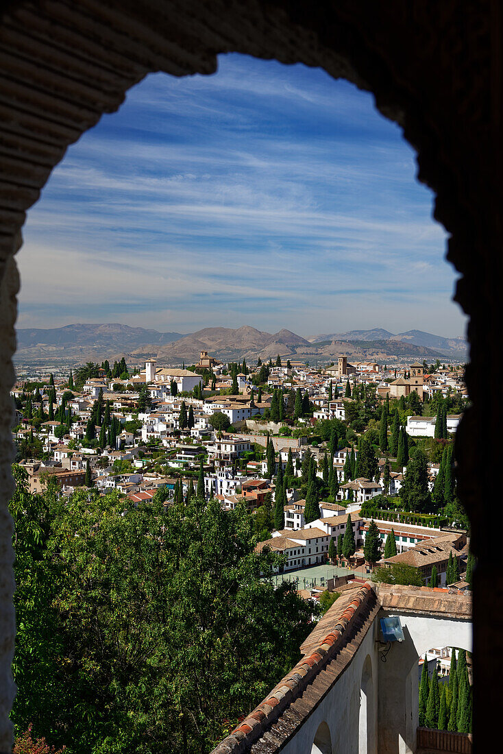 Blick über Albaicin, Granada, Andalusien, Spanien.