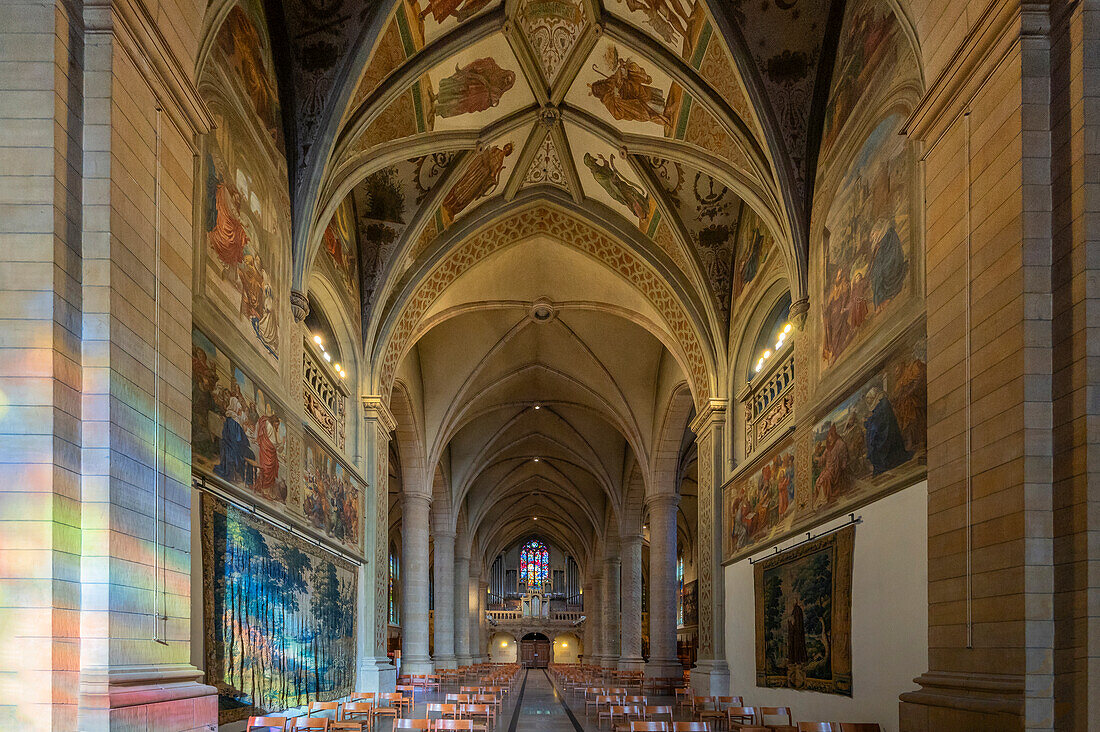 Interior view of Notre Dame Cathedral, Luxembourg, Grand Duchy of Luxembourg
