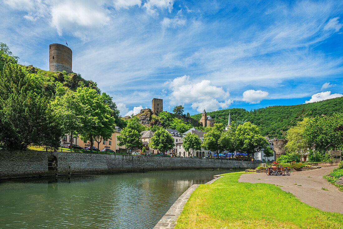 Esch-sure-Sure with castle, Wiltz canton, Grand Duchy of Luxembourg