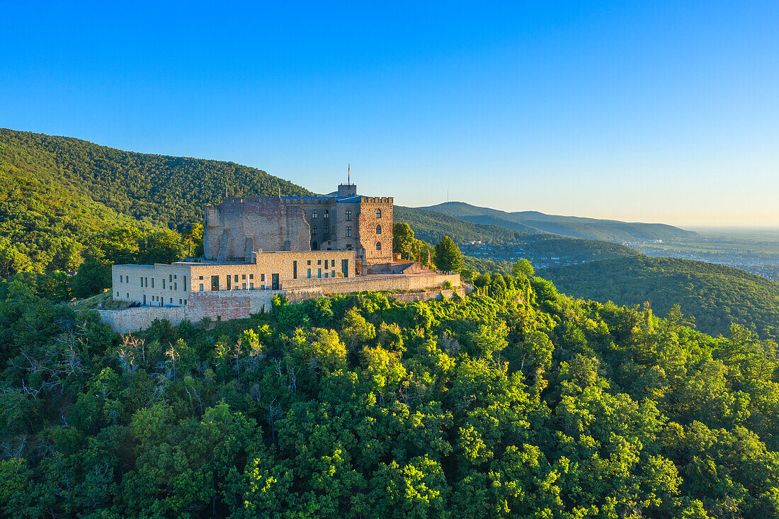 Aerial view of Hambach Castle, Hambach, Palatinate Wine Route, Rhineland-Palatinate, Germany