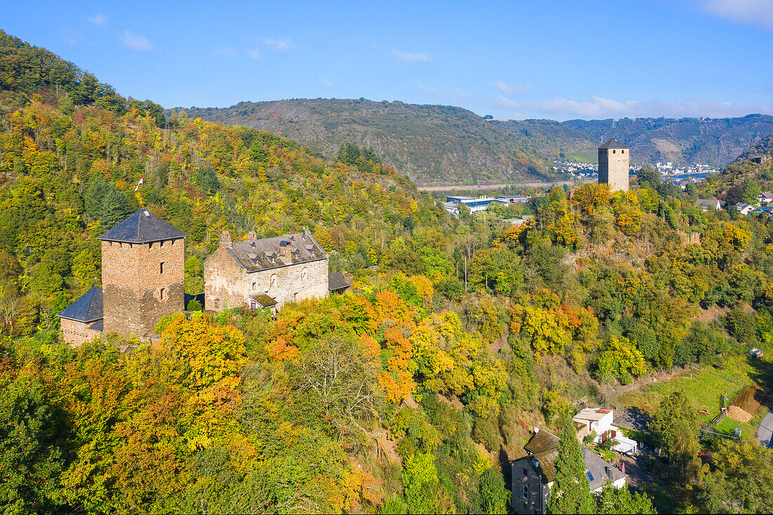 Aerial view of the Wildburg, Treis-Karden, Moselle, Rhineland-Palatinate, Germany