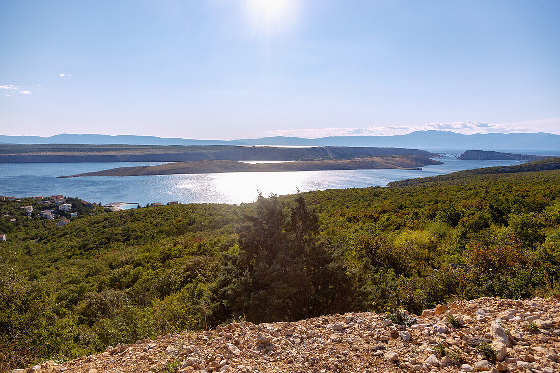 Jadranovo, view of Krk and the Krk Bridge