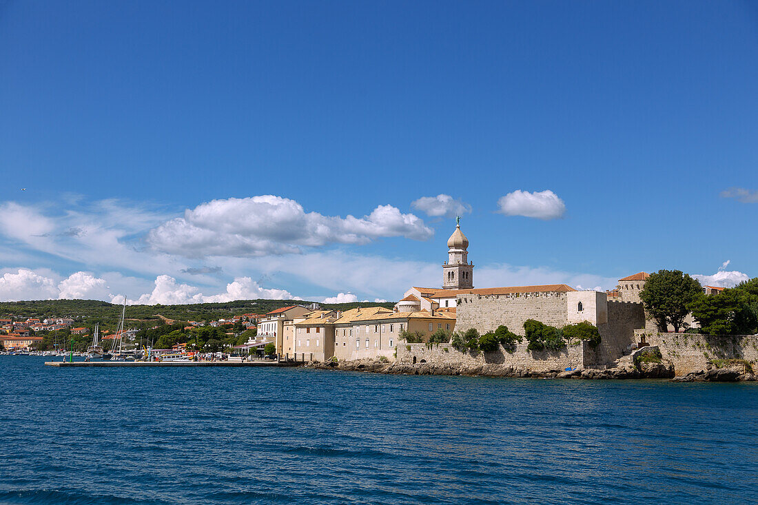 Krk, Krk town harbour, Venetian ring walls, St. Mary's Cathedral